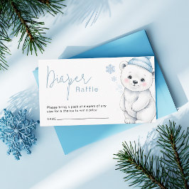Polar Bear Winter Baby Shower Diaper Raffle Ticket エンクロージャーカード