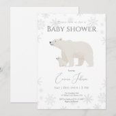 Polar Bear Winter Baby Shower Invitation | Gender  サンキューカード (正面/裏面)
