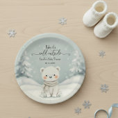 Polar Bear Winter Gender Neutral Snow Baby Shower ペーパープレート