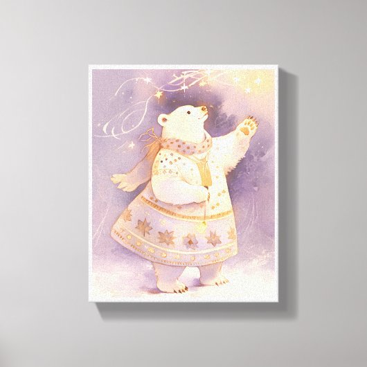 Polar Bear Winter Magic | Whimsical Nursery Art キャンバスプリント (正面)