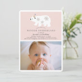 Polar Bear Winter Onederland写真pk 1st誕生日 招待状 (スタンド正面)
