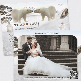 Polar Bear Winter Wedding Photo Thank Youポストカード ポストカード