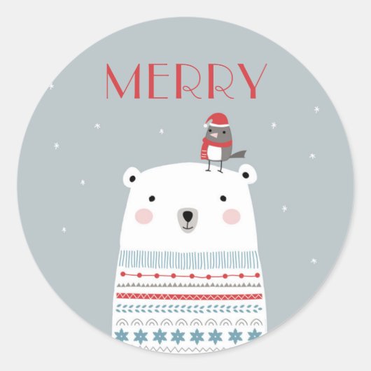 Polar Bear Wishesスタンプ ラウンドシール (正面)