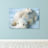 Polar_Bear_with_Cub キャンバスプリント (インサイチュ (ウッドフロア))