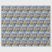 Polar Bear With Greenland and American Flags ラッピングペーパー (フラット)