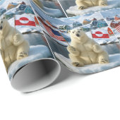 Polar Bear With Greenland and American Flags ラッピングペーパー (ロールコーナー)