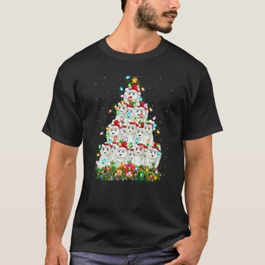 Polar Bear  Xmas Lights Santa Polar Bear Christmas Tシャツ (正面)