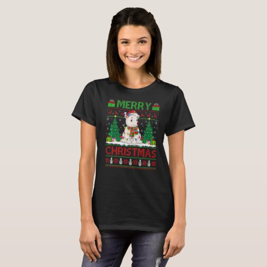 Polar Bear  Xmas Tree Ugly Santa Polar Bear Christ Tシャツ (正面フル)