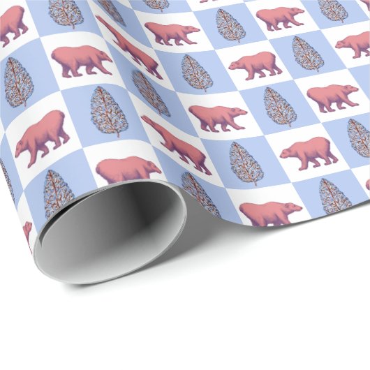 Polar Bears and Block Print Topiary Wrapping Paper ラッピングペーパー (ロールコーナー)