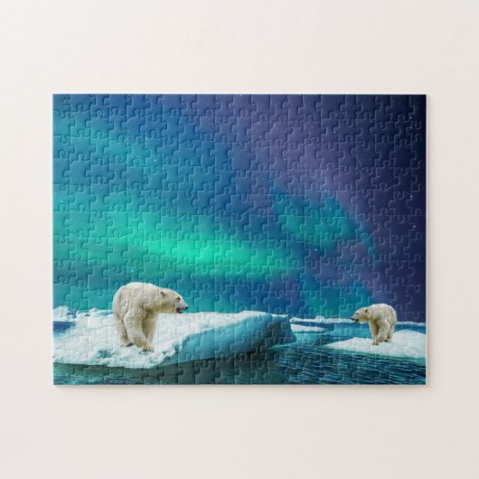 Polar Bears and the Aurora Borealis Jigsaw Puzzle ジグソーパズル (横)