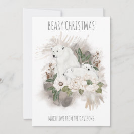 Polar Bears Beary Christmas Name White シーズンカード