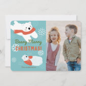 Polar Bears Beary Meerry Christmasフォトカード 招待状 (正面)