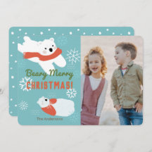 Polar Bears Beary Meerry Christmasフォトカード
