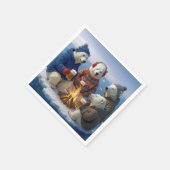 Polar Bears Drinking Around a Campfire スタンダードカクテルナプキン (角)