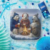 Polar Bears Drinking Around a Campfire  ペーパープレート (パーティー)
