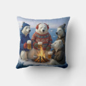 Polar Bears Drinking Beer Around a Campfire  クッション (裏面)