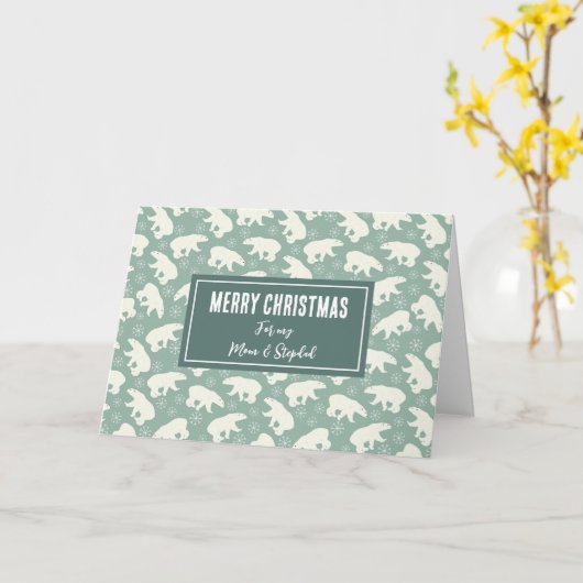 Polar Bears Mom and Stepdad Merry Christmas カード (黄色い花)