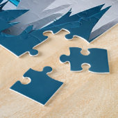 Polar Bears Papercraft Scene in Blue Arctic Forest ジグソーパズル (側面)