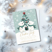 Polar Bears Snow Cute Christmas Party 招待状