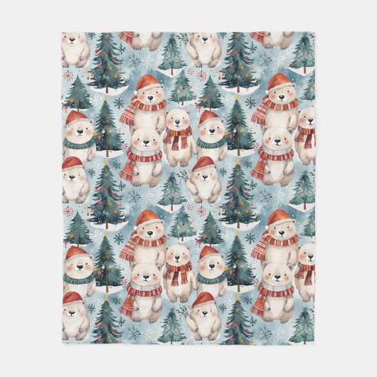 Polar Bears Winter Fleece Blanket | Hats & Scarves フリースブランケット (正面)