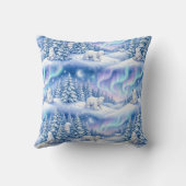 Polar Bears Winter Wonderland Aurora Moon Throw Pi クッション (裏面)