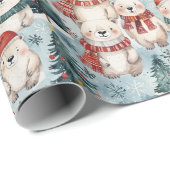 Polar Bears with Hats & Scarves Wrapping Paper ラッピングペーパー (ロールコーナー)