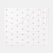 Polar blanket with pink hearts,  modern blanket  フリースブランケット (正面(横))