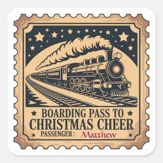 Polar Express Ticket Stamp Sticker スクエアシール (正面)