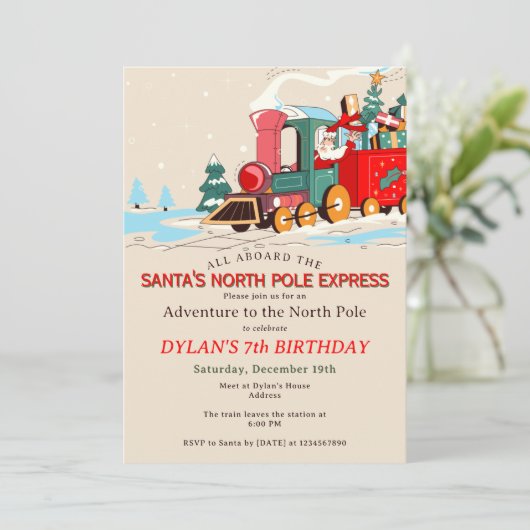Polar Express Train Kids Birthday Party Adventure 招待状 (スタンド正面)