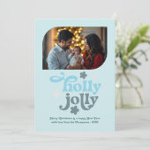 Polar Glow Modern Blue Christmas Photo シーズンカード (スタンド正面)