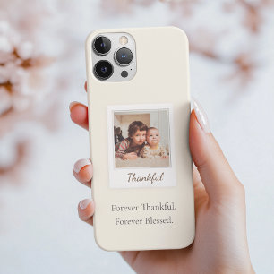 Polaroid 写真入りフォトケース「いつも感謝、いつも祝福されています」カスタムギフト iPhone 15 proケース