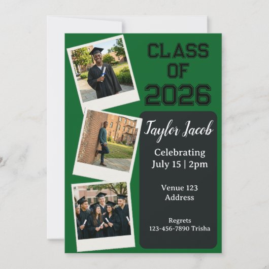 Polaroid Editable Color Picture Graduation 招待状 (正面)