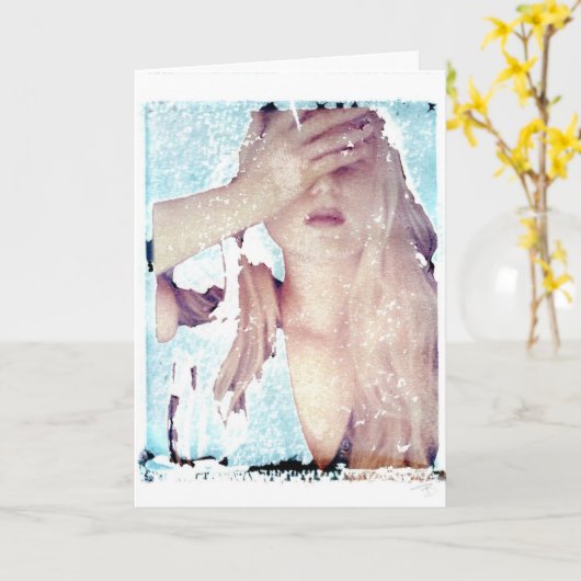 Polaroid Transfer Girl Greeting Card Blank Inside  カード (黄色い花)