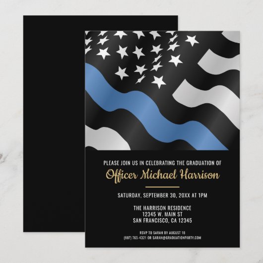 Police Academy Graduation Law Enforcement Officer 招待状 (正面/裏面)