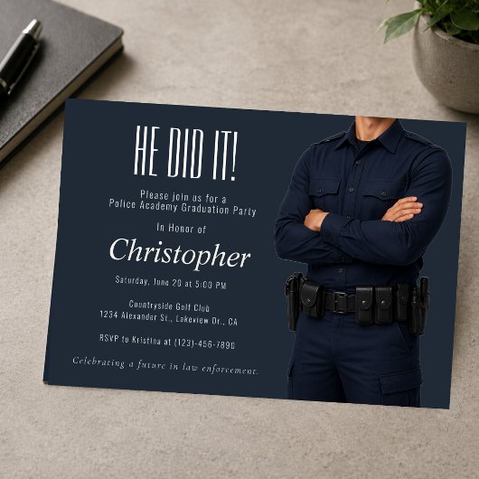 Police Academy Graduation Party Invite シーズンカード