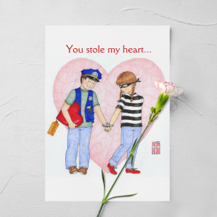 Police Be Mine Valentine Card (カスタマイズ可能) シーズンカード