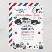 Police Birthday Invitation Police Officer Party 招待状 (正面/裏面)