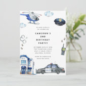 Police Birthday Invitation Police Officer Party 招待状 (スタンド正面)