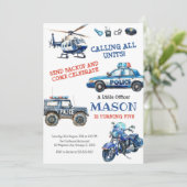 Police Birthday Invitation Police Officer Party 招待状 (スタンド正面)