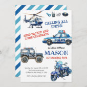 Police Birthday Invitation Police Officer Party 招待状 (正面/裏面)