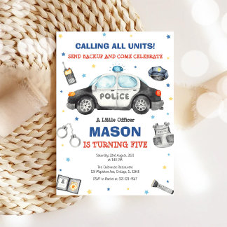 Police Birthday Invitation Police Officer Party 招待状