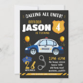 Police Black Invitation for Birthday Party Cops 招待状 (正面)