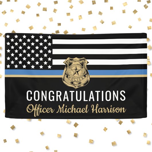 Police Blue Line Flag Congratulations Graduation 横断幕