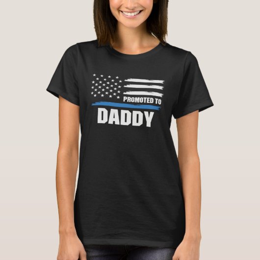 Police Blue Lives Blue Daddy American Flag Tシャツ (正面)