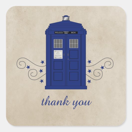 Police Box Thank You Stickers v6 スクエアシール (正面)