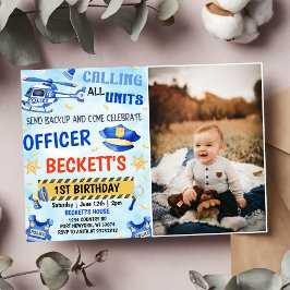 Police Boy 1st Birthdayパーティー写真 招待状