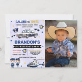 Police Boy 2nd Birthdayパーティー写真 招待状 (正面)