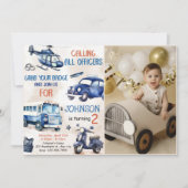 Police Boy 2nd Birthdayパーティー写真 招待状 (正面)