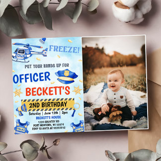 Police Boy 2nd Birthdayパーティー写真 招待状