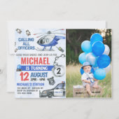 Police Boy 2nd Birthdayパーティー写真 招待状 (正面)